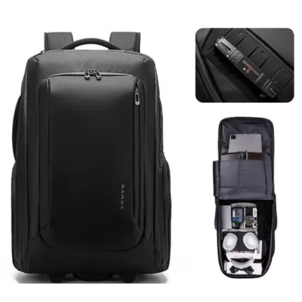 laptop bags Dubai – Bange 8079 Black Laptop Backpack - Side profile showing depth and USB port